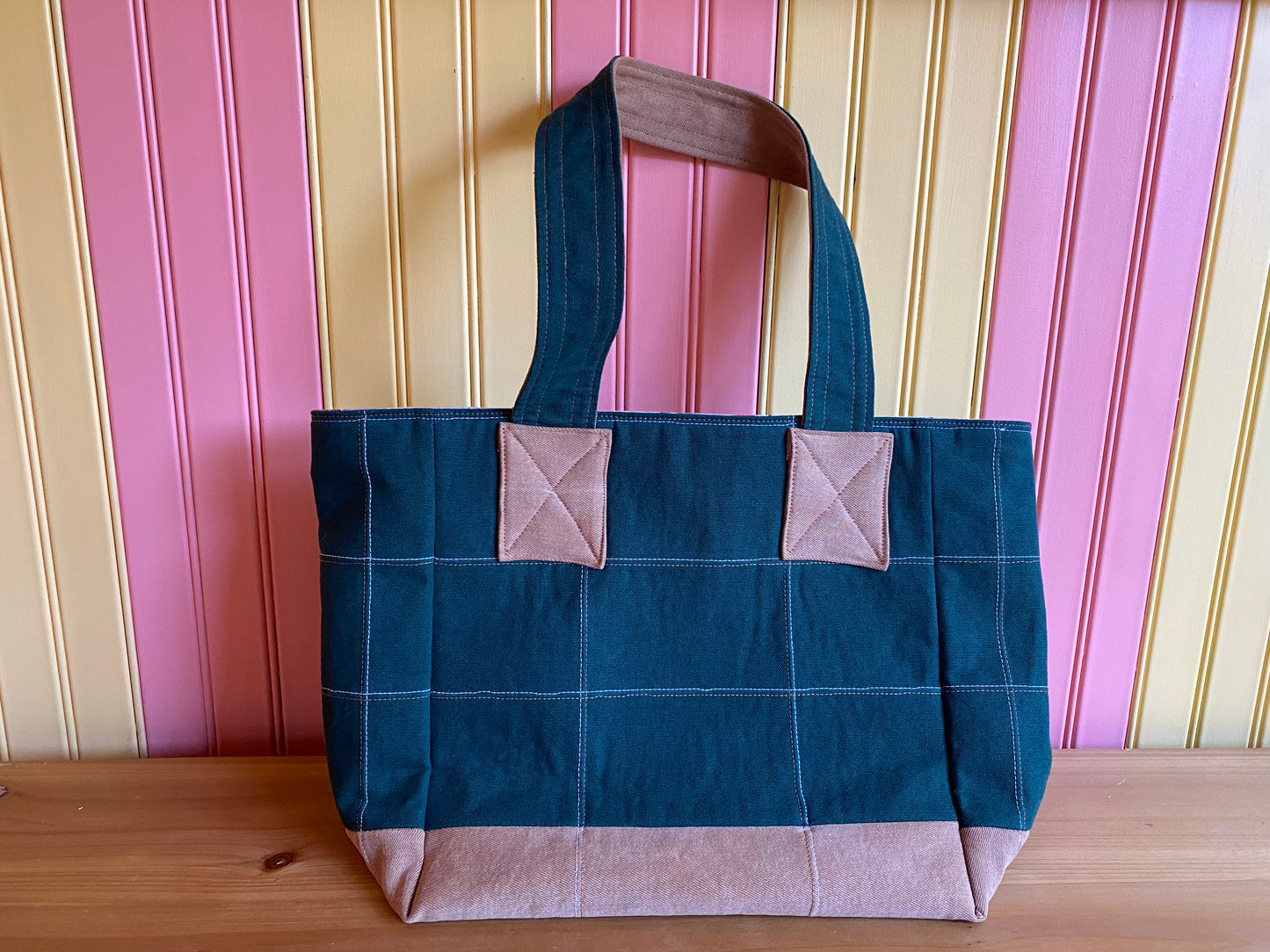 Khaki Denim Green Canvas Tote