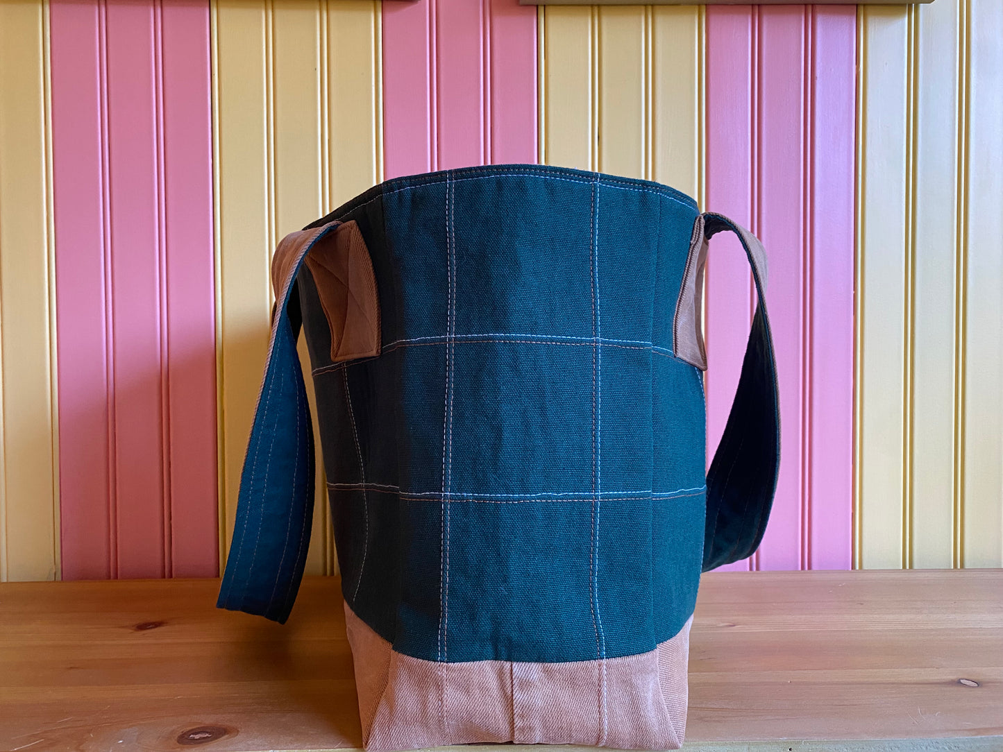 Khaki Denim Green Canvas Tote
