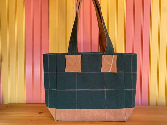 Khaki Denim Green Canvas Tote